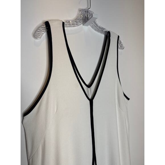 Maeve by Anthropologie Mid-2010s Ivory Black Piped Stretch Midi Dress Size 1X - Picture 4 of 10